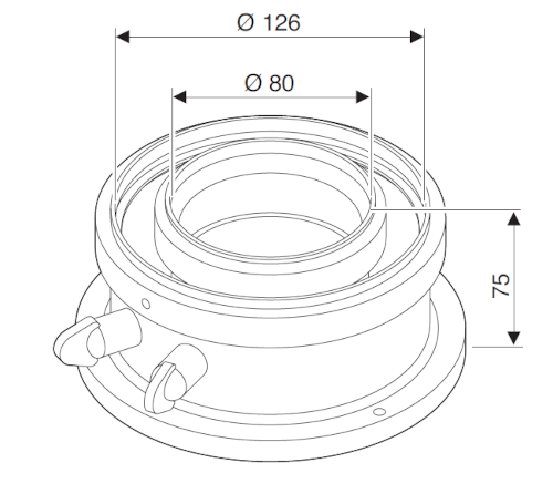 Bosch Junkers adattatore partenza verticale 80/125 mm, PP bianco