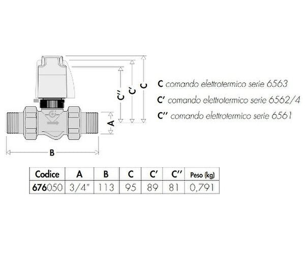 Valvola di zona a 2 vie Caleffi 676050 da 3/4"