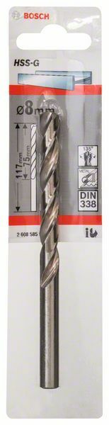Bosch punta per metallo HSS-G, DIN 338 8 x 75 x 117 mm - 1 pezzo