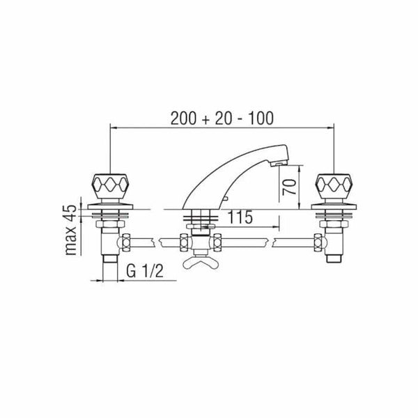 Nobili Nuova Flora rubinetto lavabo a 3 fori senza scarico cromo