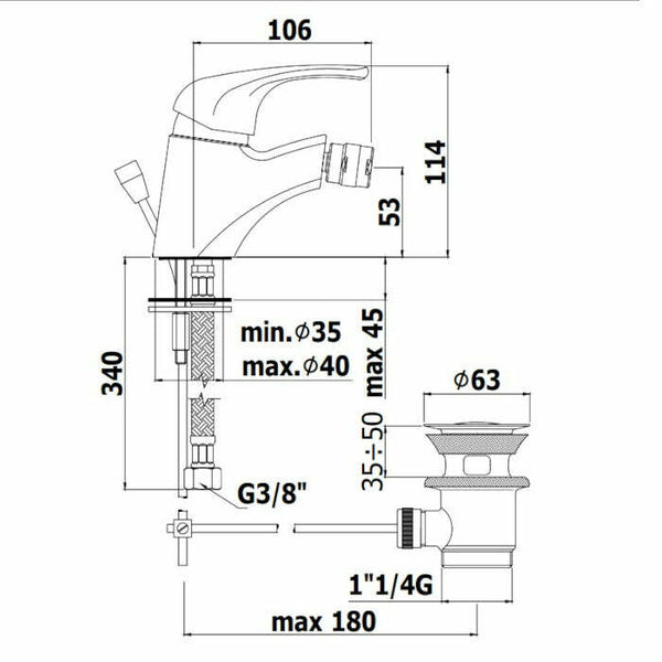 Paffoni Nettuno Due miscelatore bidet con scarico automatico cromo