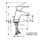 Miscelatore lavabo Focus 70 Hansgrohe con saltarello