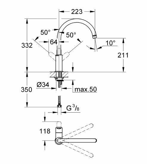 Grohe Bauedge miscelatore monocomando lavello cromo