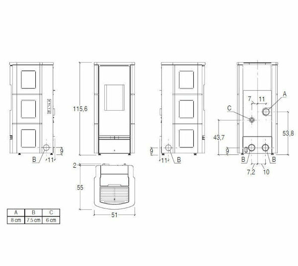 Piazzetta P920 C stufa a pellet 8,5 kW scarico posteriore