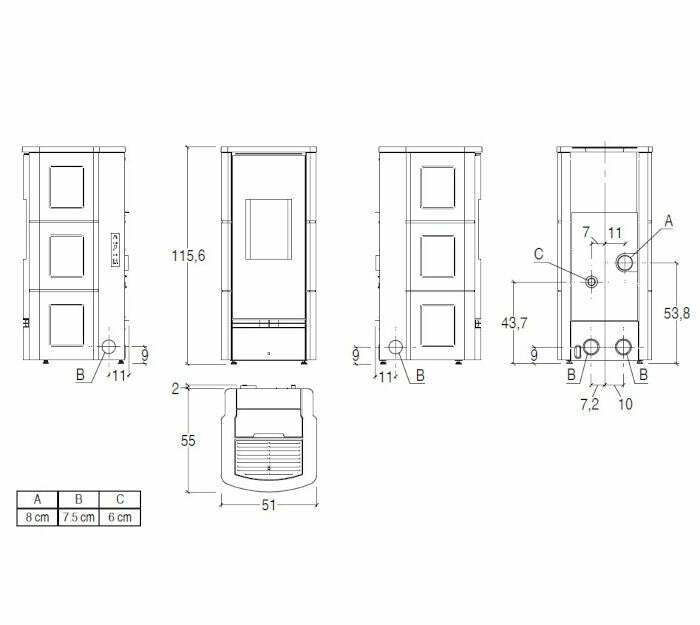 Piazzetta P920 C stufa a pellet 8,5 kW scarico posteriore