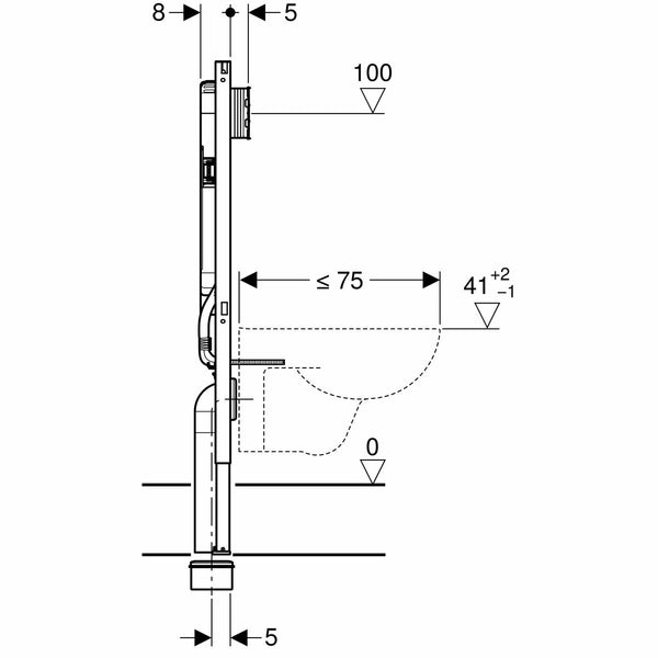 Geberit Duofix modulo wc sospeso 114cm con cassetta risciacquo incasso Sigma 8cm