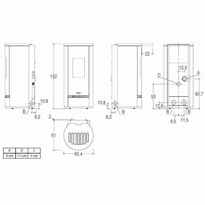 Piazzetta P230 T stufa a pellet 11 kW scarico posteriore