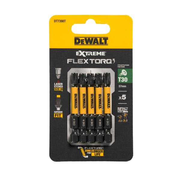 DeWalt 5 Inserti Impact Torsion T30 - lunghezza 57 mm
