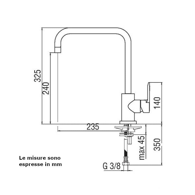 Nobili New Road miscelatore lavello RD00134CR con canna alta quadra