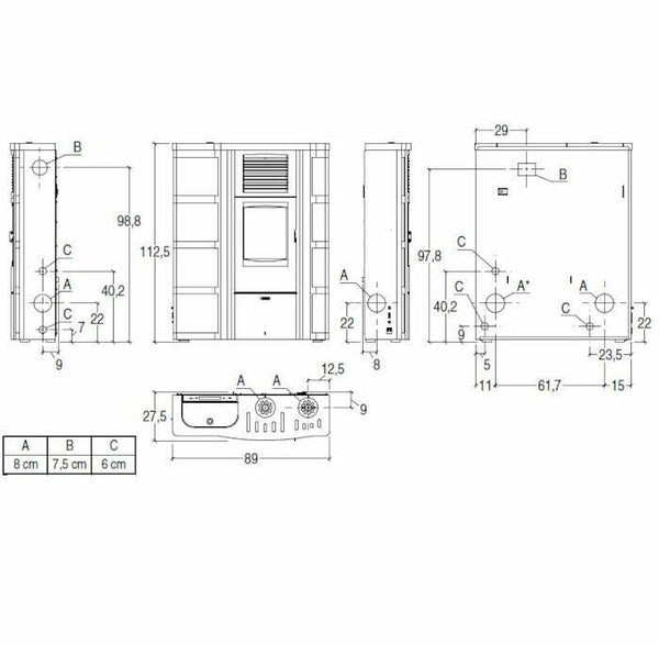 Superior Lisa stufa a pellet canalizzabile 8 KW