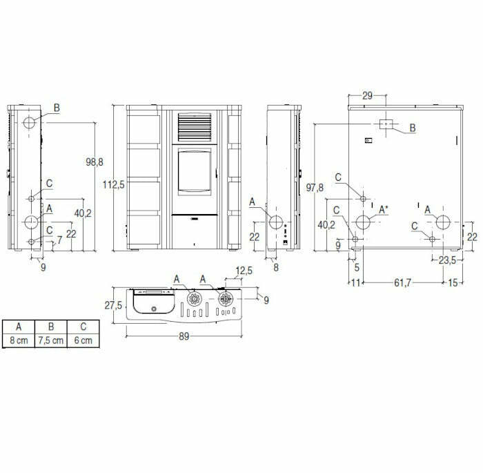 Superior Lisa stufa a pellet canalizzabile 8 KW