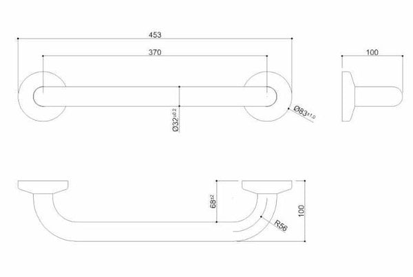 Ponte Giulio Paint maniglione di sicurezza lineare 45,3 cm bianco lino
