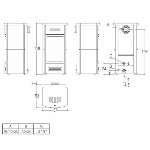 Piazzetta G963 M stufa a gas metano canalizzabile 7,7 kW