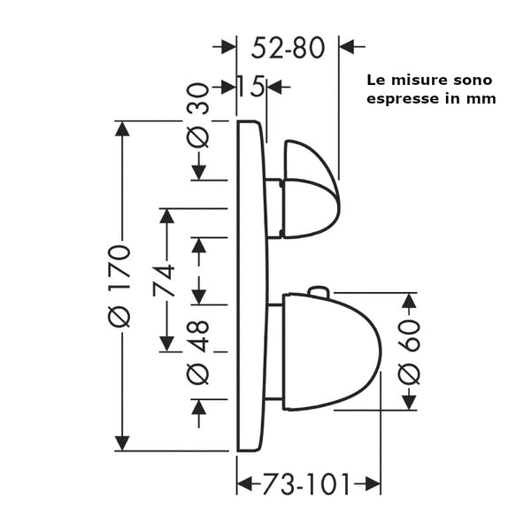 Set esterno termostatico ad incasso Ecostat E 15700000 Hansgrohe con arresto