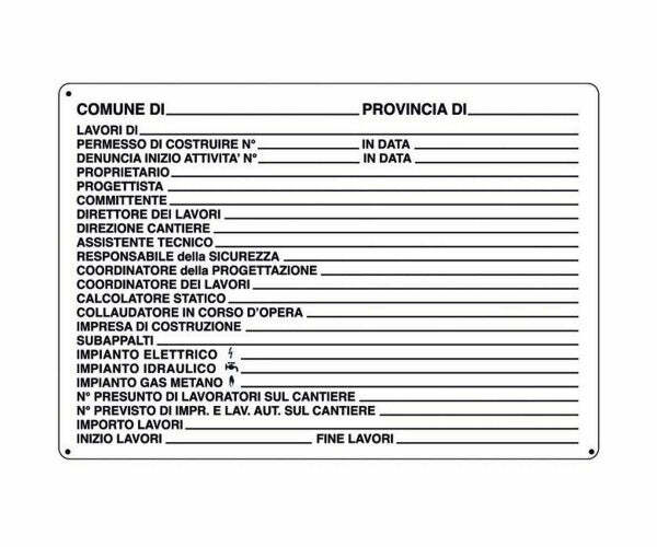 Cartello "CONCESSIONE EDILIZIA" 68X48