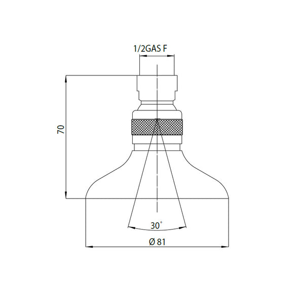 Soffione Normale I00062 Bossini 81 mm con snodo 1/2" F ad un getto
