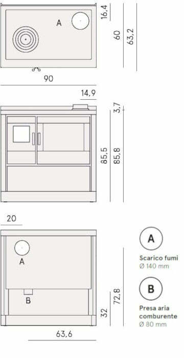 Cadel Kook 90 4.0 cucina a legna ventilata