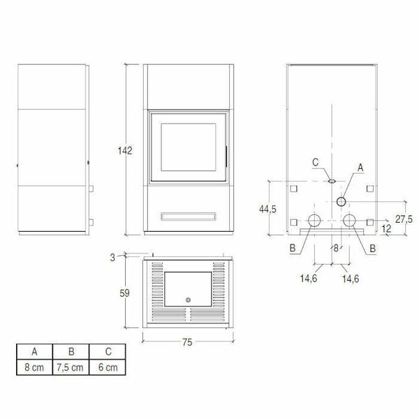 Piazzetta BERNA stufa caminetto a pellet 15 kW