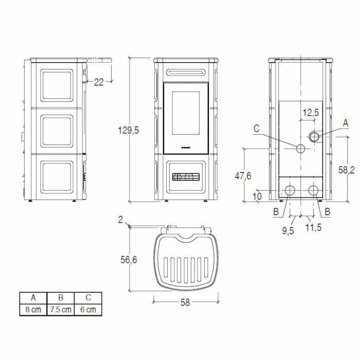 Piazzetta P230 C stufa a pellet 11 kW scarico posteriore