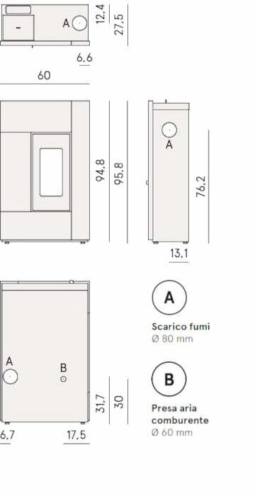 Cadel Spirit 5 stufa Pellet Air ermetica 5,2 KW