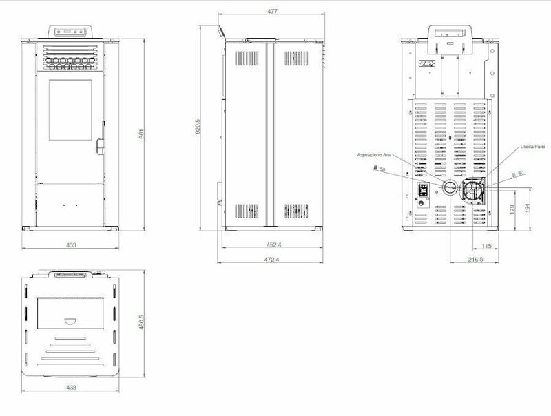 Zanutta MARTE 7 stufa a pellet 6,9 kW - bianco