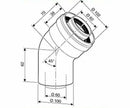 Bosch Junkers AZ 367 curva 45 concentrica, diametro 60/100 mm, alluminio bianco