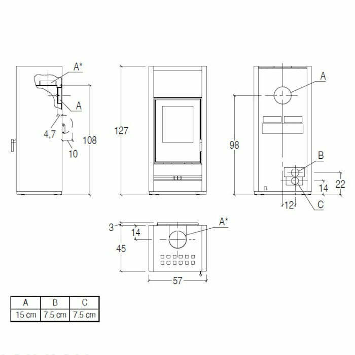 Piazzetta E128 BCS stufa a legna 11 kW