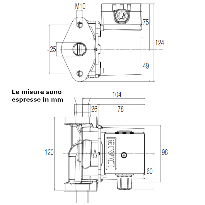 Dab VB 55/120 circolatore a rotore bagnato a flange ovali