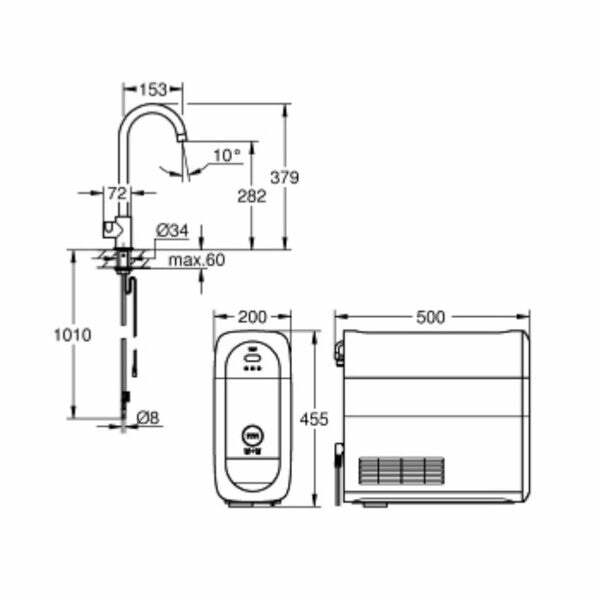 Grohe Blue Home starter kit Mono rubinetto, refrigeratore, filtro a 5 fasi taglia S