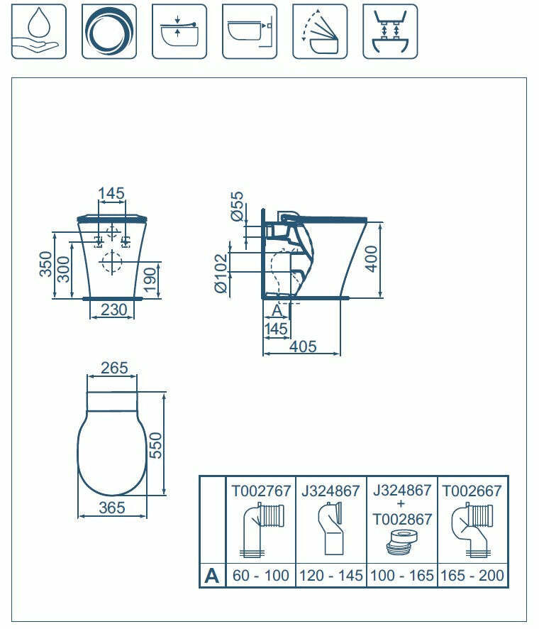 Connect Air New Vaso a terra E234201 con sedile slim rallentato