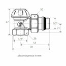 Giacomini R14TG detentore a squadra 1/2" per radiatori