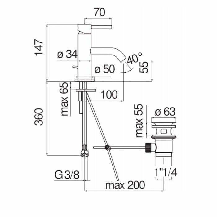 Nobili Acquerelli miscelatore lavabo cromato