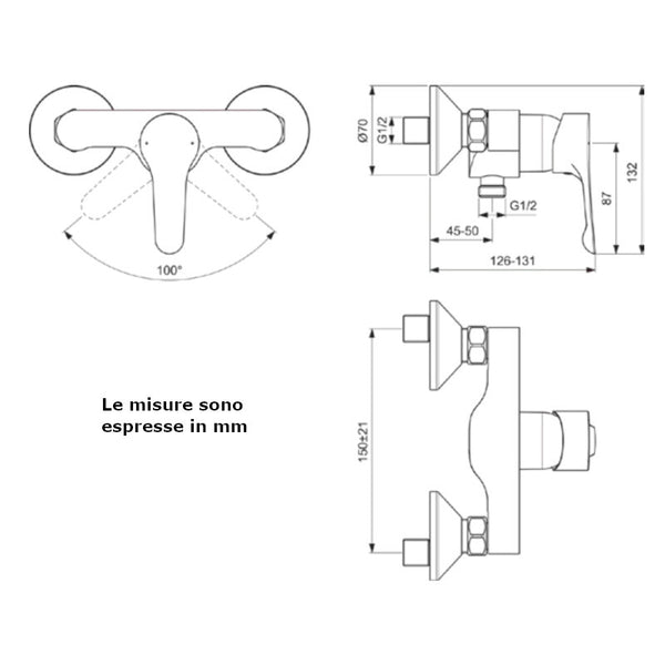 Miscelatore esterno doccia Alpha BC488AA Ideal Standard - LOGO NUOVO