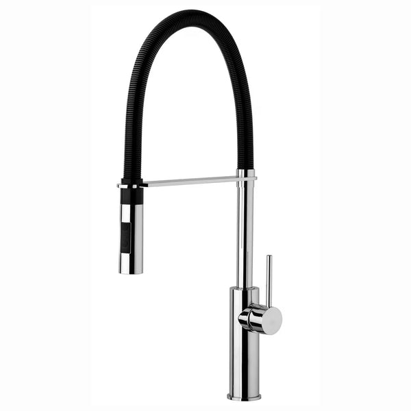 Miscelatore lavello cucina Paffoni Light LIG179CRNO cromo nero con doccia