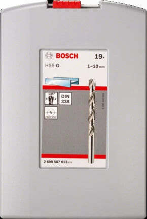 Bosch set 19 punte per metallo in ProBox HSS-G, DIN 338, 135° 1-10 mm