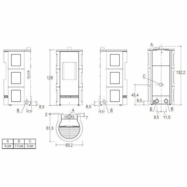 Piazzetta P930 K TOP stufa a pellet 11 kW scarico superiore