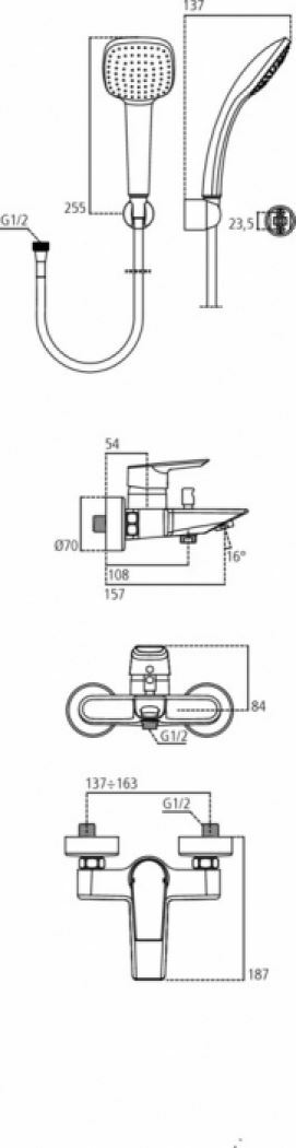 Ideal Standard Ceramix miscelatore vasca/doccia monocomando esterno cromo e accessori A6547AA