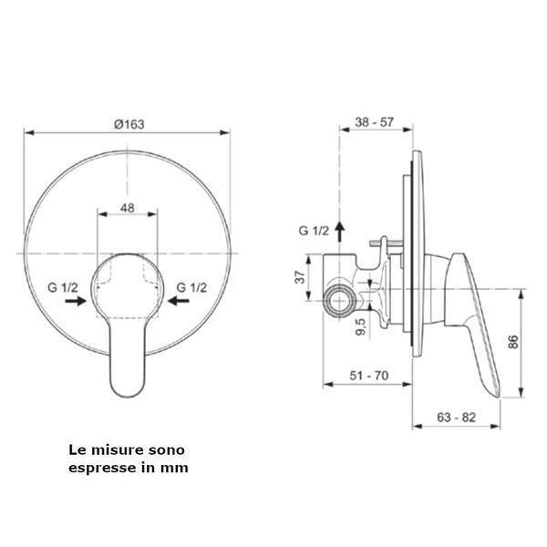Miscelatore ad incasso doccia Alpha A7184AA Ideal Standard SENZA deviatore