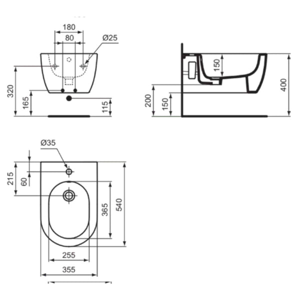 Bidet sospeso monoforo Blend Curve T3750V1 Ideal Standard bianco seta opaco