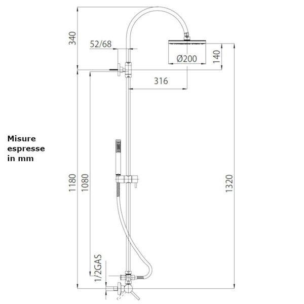 Colonna doccia Oki L02402 Bossini con miscelatore, doccetta e soffione