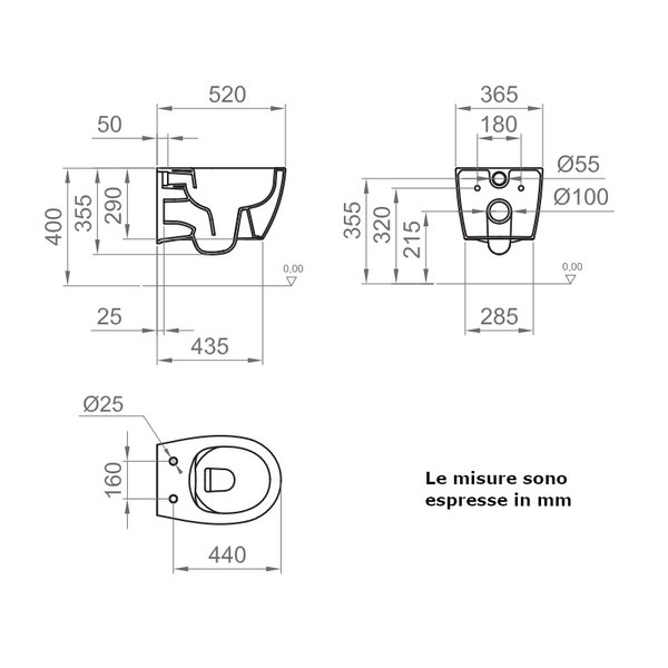 Vaso sospeso Kite BCKTEOVASO0001 Ercos senza brida bianco opaco