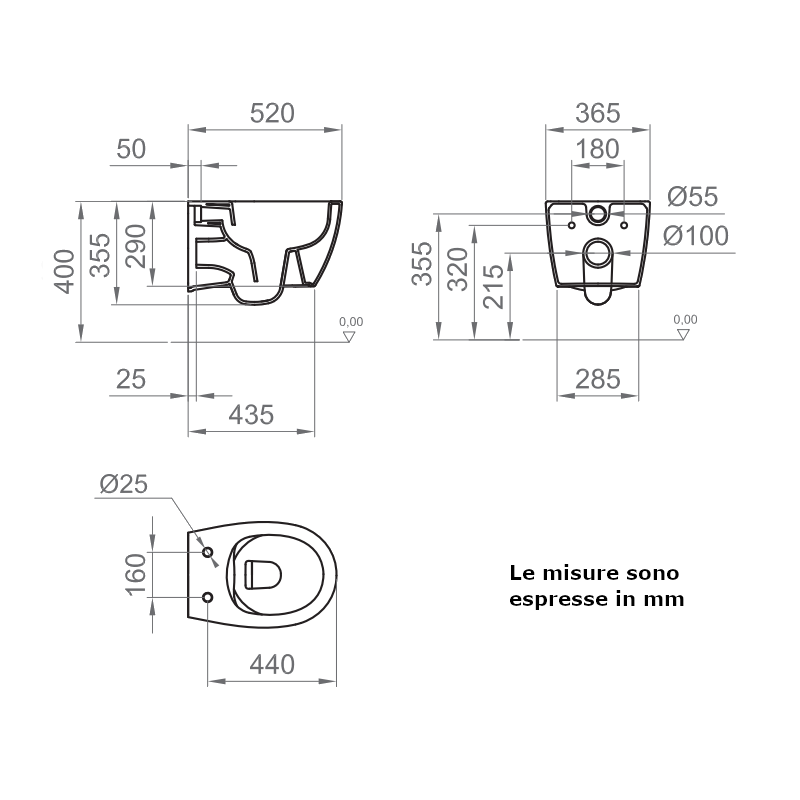 Vaso sospeso Kite BCKTEOVASO0001 Ercos senza brida bianco opaco