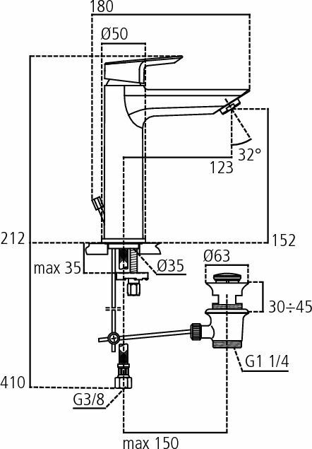 Ideal Standard CERAMIX miscelatore lavabo grande con portata massima di 5 litri al minuto