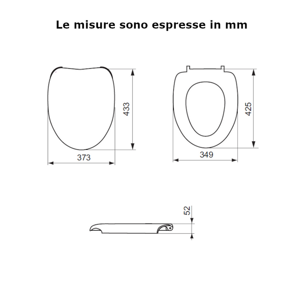 Ideal Standard J102500 sedile originale per Ceramica Dolomite Novella