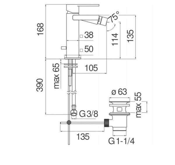Nobili Loop miscelatore bidet monocomando cromato