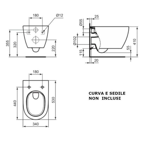 Vaso sospeso I.LIFE O T568001 Ideal Standard HydroTwist bianco lucido