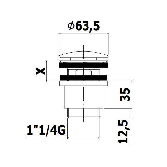 Paffoni Elys ZSCA010CR scarico 1"1/4 Clic-Clac auto piletta h60mm