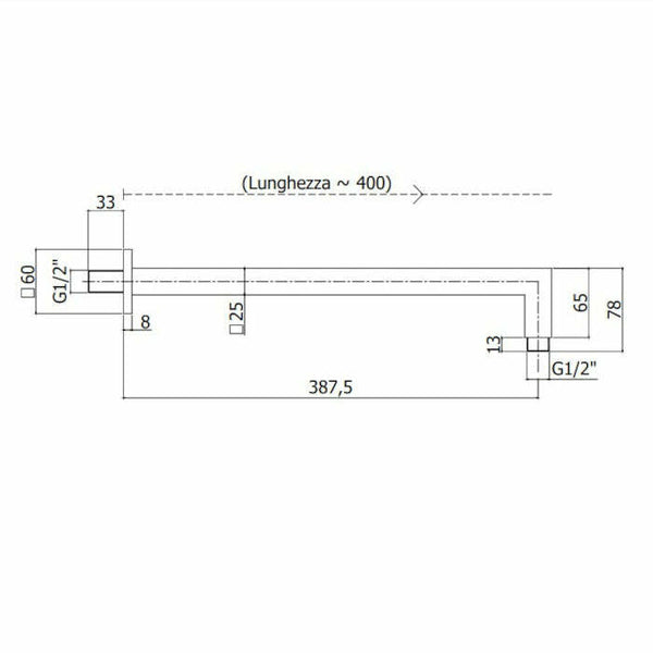 Paffoni braccio doccia Quadro 400 mm cromo