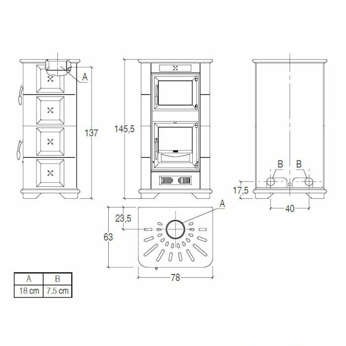 Piazzetta E900 M stufa a legna 13 kW con forno