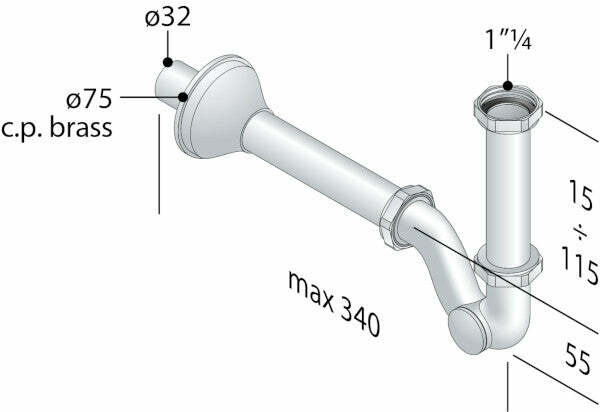 OMP Robot sifone a S per lavabo e bidet 1"1/4 x 32 mm